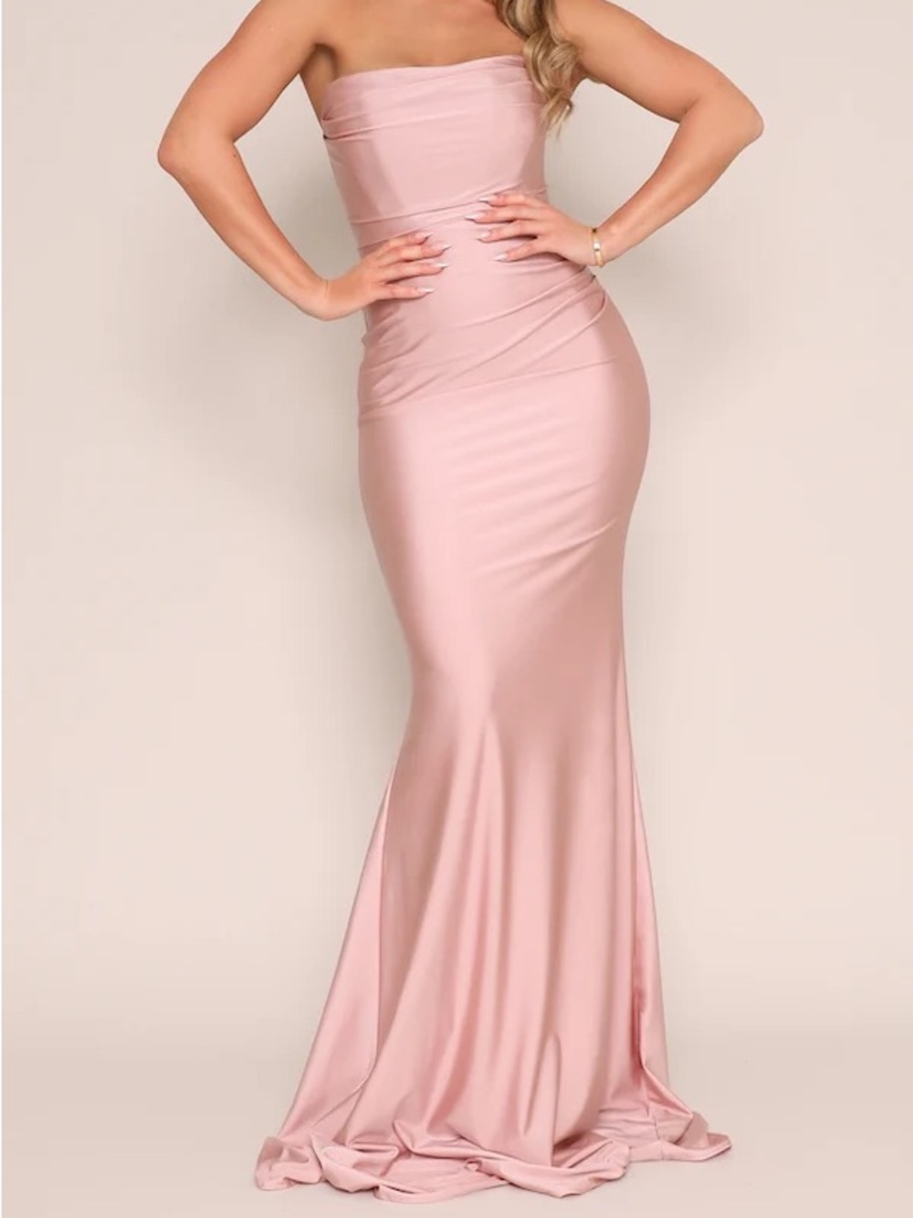 Pink Strapless Satin Gown